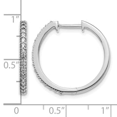 14k White Gold Diamond Milgrain Hinged Hoop Earrings - 6