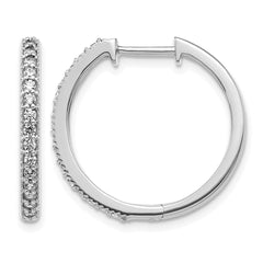 14k White Gold Diamond Milgrain Hinged Hoop Earrings - 6