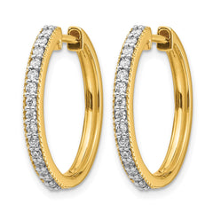 14k Yellow Gold Diamond Milgrain Hinged Hoop Earrings - 6