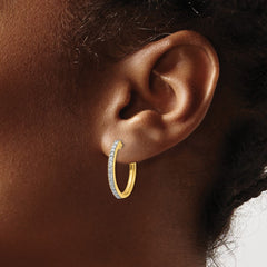 14k Yellow Gold Diamond Milgrain Hinged Hoop Earrings - 6