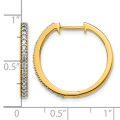 14k Yellow Gold Diamond Milgrain Hinged Hoop Earrings - 6