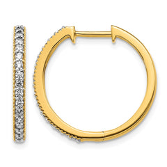 14k Yellow Gold Diamond Milgrain Hinged Hoop Earrings - 6