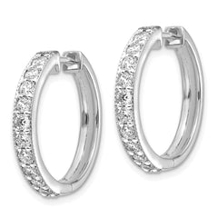 14k White Gold Diamond Milgrain Hinged Hoop Earrings - 5