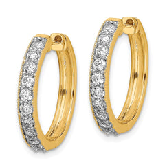 14k Yellow Gold Diamond Milgrain Hinged Hoop Earrings - 4