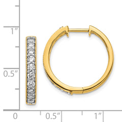 14k Yellow Gold Diamond Milgrain Hinged Hoop Earrings - 4