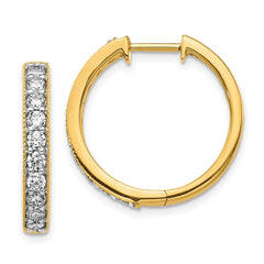 14k Yellow Gold Diamond Milgrain Hinged Hoop Earrings - 4