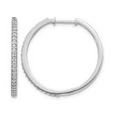 14k White Gold Diamond Milgrain Hinged Hoop Earrings