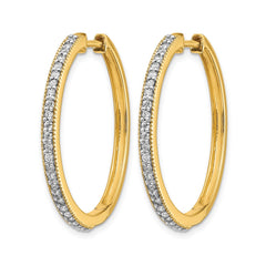 14k Yellow Gold Diamond Milgrain Hinged Hoop Earrings - 7