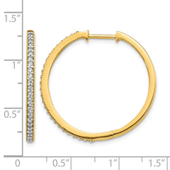 14k Yellow Gold Diamond Milgrain Hinged Hoop Earrings - 7