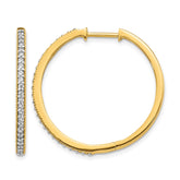 14k Yellow Gold Diamond Milgrain Hinged Hoop Earrings - 7