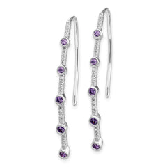 14k White Gold Diamond and Amethyst Earrings