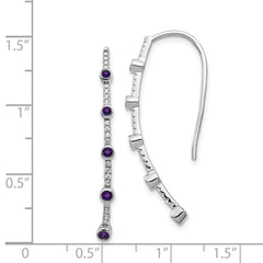 14k White Gold Diamond and Amethyst Earrings