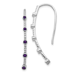 14k White Gold Diamond and Amethyst Earrings
