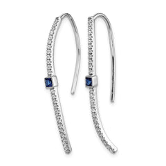 14k White Gold Diamond and Sapphire Earrings - 2