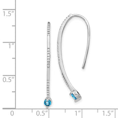 14k White Gold Diamond and Blue Topaz Earrings