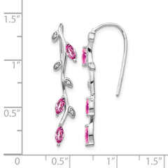 14k White Gold Diamond and Pink Sapphire Earrings