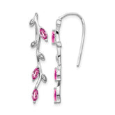 14k White Gold Diamond and Pink Sapphire Earrings