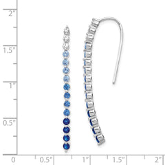 14k White Gold Diamond and Sapphire Earrings - 3