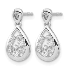14k White Gold Diamond Post Earrings - 8