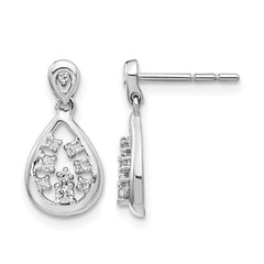 14k White Gold Diamond Post Earrings - 8