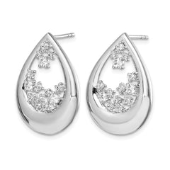 14k White Gold Diamond Post Earrings - 9