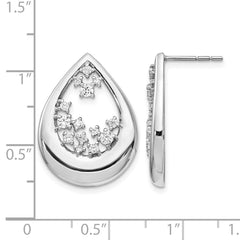 14k White Gold Diamond Post Earrings - 9