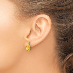 14k Checkerboard Citrine and Diamond Earrings
