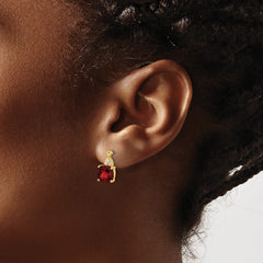 14k Checkerboard Garnet and Diamond Earrings