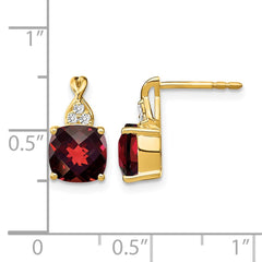 14k Checkerboard Garnet and Diamond Earrings