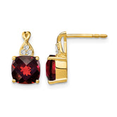 14k Checkerboard Garnet and Diamond Earrings