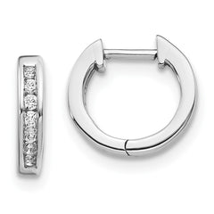 14k White Gold Diamond Hinged Hoop Earrings - 43
