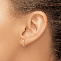 14k Rose Gold Polished Diamond Hinged Hoop Earrings - 2