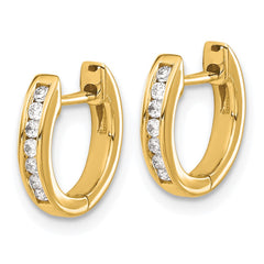 14k Gold Polished Diamond Hinged Hoop Earrings - 3
