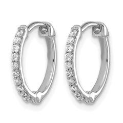14k White Gold Diamond Hoop Earrings - 2