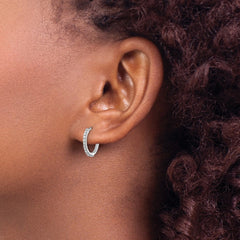 14k White Gold Diamond Hoop Earrings - 2