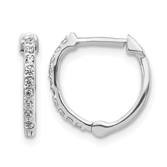 14k White Gold Diamond Hoop Earrings - 2