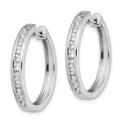 14k White Gold Diamond Hinged Hoop Earrings - 21