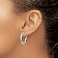 14k White Gold Diamond Hinged Hoop Earrings - 21