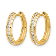14k Diamond Hinged Hoop Earrings - 8