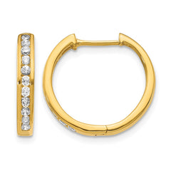 14k Diamond Hinged Hoop Earrings - 8