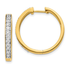 14k Diamond Hinged Hoop Earrings - 15