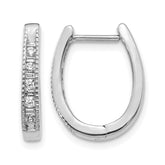 14k White Gold Diamond Oval Hinged Hoop Earrings