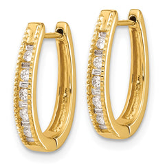 14k Diamond Oval Hinged Hoop Earrings - 2