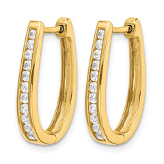 14k Diamond Oval Hinged Hoop Earrings - 6