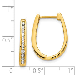 14k Diamond Oval Hinged Hoop Earrings - 6