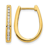 14k Diamond Oval Hinged Hoop Earrings - 6