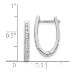 14k White Gold Diamond Oval Hinged Hoop Earrings - 4