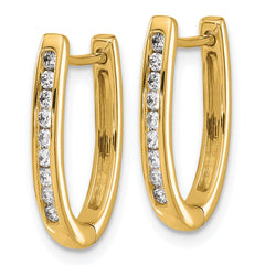 14k Diamond Oval Hinged Hoop Earrings