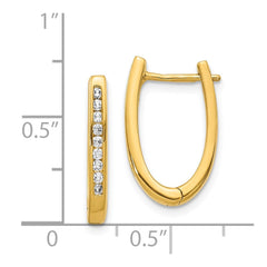 14k Diamond Oval Hinged Hoop Earrings