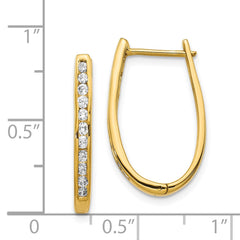 14k Diamond Oval Hinged Hoop Earrings - 3